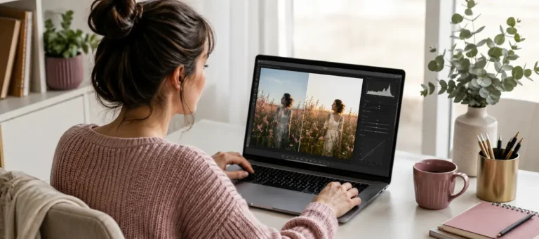 Edycja zdjęcia w programie graficznym na laptopie